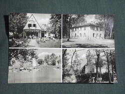 Képeslap,Balatonszemes,mozaik,Halért üdülő,Bagolyvár,villa,hajóállomás látkép részlet, 1959-