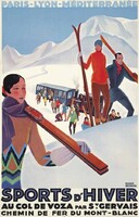 Téli sportok síelés sípálya Mont Blanc R. Broders 1930 art deco vintage turisztikai plakát reprint