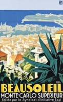 Monte Carlo mediterrán francia riviéra R. Broders 1928 art deco vintage turisztikai plakát reprint