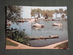 Képeslap,Balatonszemes,Hajóállomás,móló,kikötő látkép részlet, 1979-