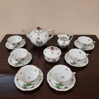 Herendi virágmintás porcelán teáskészlet, teás készlet