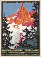 Mont Blanc Alpok havas hegycsúcs R. Broders 1924 Francia art deco vintage turisztikai plakát reprint