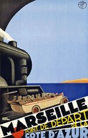 Marseille kikötő francia riviéra R. Broders 1929 art deco vintage turisztikai plakát reprint