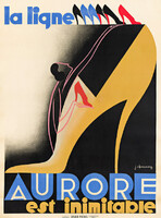 Aurore női magassarkú cipő divat Jane Chassaig 1930 Francia vintage art deco reklám plakát reprint