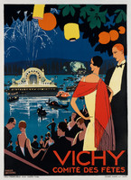Vichy elegáns party divat frakk estélyi R. Broders 1927 art deco vintage reklám plakát reprint