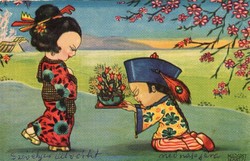 Képeslap:  Virágok. Japán. Margaret Boriss.