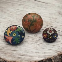 3db alpesi festett népi emlék kitűző az 50-es évekből Ausztriából - Vintage Tracht Brosche 3 St