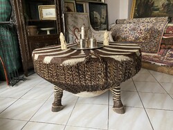 Mid century African zebra drum table speciality