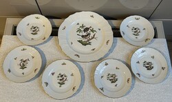 Herendi porcelán Rotschild mintás süteményes készlet