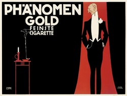 Phänomen Gold J. Klinger 1909 férfi frakk minimalista cigaretta dohány reklám plakát reprint nyomat