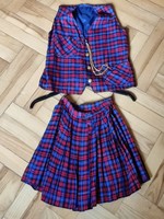 Adorable Scottish Plaid Retro Girl Set with Vest and Ruffled Skirt, Gift from American Aunt from the 1970s