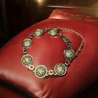 24 karát aranyozott Damascene karkötő, damaszkén toledói karperec, Toledó spanyol ékszer