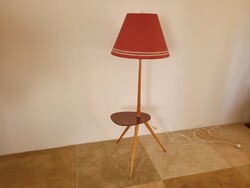 Régi retro Iparművészeti 3 lábú állólámpa lerakó asztallal mid century