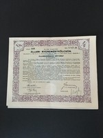 Állami Nyereménykölcsön 50 Pengőről 1/4 részkötvény
