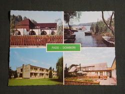 Képeslap,Fadd Dombori,mozaik,KISZ tábor,Volentöböl,strand,üdülő,szálló látkép,részlet 1983-