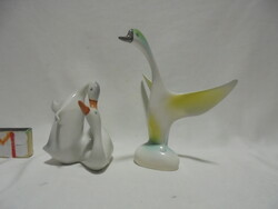 Két darab Hollóházi liba figura, nipp - együtt