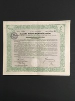 Állami Nyereménykölcsön 100 Pengőről 1/2 részkötvény