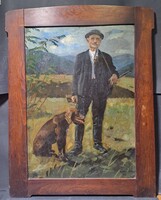 Viski János: Vadász és kutyája, 1921 (olajfestmény)
