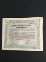 Állami Nyereménykölcsön 100 Pengőről 1/2 részkötvény