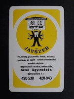Kártyanaptár 1976 - JAVSZER, Lakáskarbantartást OTP Hitelre Is feliratú retró zsebnaptár