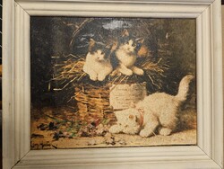 Leon Charles Huber macska ábrázolás nyomat