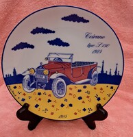 Ritka veterán autós porcelán tányér, old mobilos falitányér 3 (L5376)