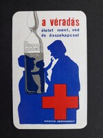 Kártyanaptár 1976 - Magyar Vöröskereszt, a véradás életet ment, véd és összekapcsol feliratú naptár