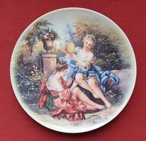 Xinjianglangchen blue sky porcelán tányér kistányér festmény jellegű kép antik jelenetes kisasszony