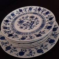 Seltmann Weiden Bavaria porcelán süteményes készlet torta tál+6 kistányér egyben, hagyma mintás