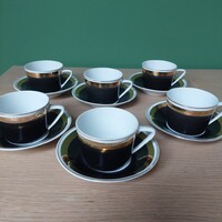 Retro  Hollóházi  fekete porcelán  Kávéskészlet