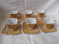 AML Royal aranyozott,rózsás 6 szem. kávés készlet