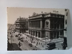 Régi francia képeslap Marseille-közlekedés-régi autók-teherautó-trolibusz 1952-es pecsét