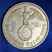 Horogkeresztes ezüst birodalmi 2 Márka 1939. F  (1189)