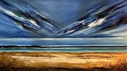 Szalai Krisztián: Tihany 80x150cm olaj/vászon Balatoni olajfedtmény
