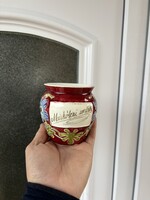 Beautiful Miskolczi souvenir majolica mug cup floral collector's item, rare beauty