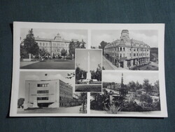 Képeslap,Kaposvár,mozaik,park,gimnázium,kórház,emlékmű,szálló,étterem látkép,részlet, 1953-