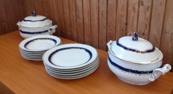 Hollóházi Pannónia kék rózsa étkészlet
