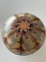 Kézzel festett kerámia bonbonier, 11 cm átmérő, 7 cm magas