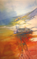 Festmény, Tibor Kulcsar 70 x 100 cm. Absztrakt