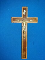 1993. Nagyon szép ipolitúros fa fali kereszt , feszület réz Jézus corpussal a képek szerint