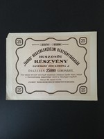 Taurus Húskereskedelmi Rt. Részvény 25000 Korona 1923.