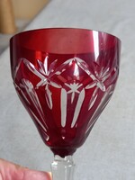 Retro 6 Db Csiszolt Ruby Red Piros Kristály /Üveg Boros pohár Készlet