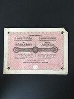 Láng Gépgyár Rt. Részvény 50 Pengő 1926.