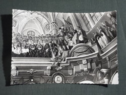 Képeslap,Eger,Főegyházmegyei könyvtár freskó látkép,részlet,1966-