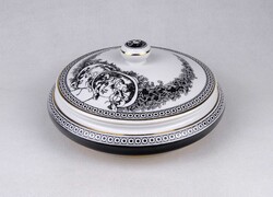 1V040 Jurcsák László Hollóházi aranyozott porcelán bonbonier