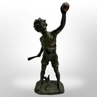 Sportoló fiú francia antik zamak szobor