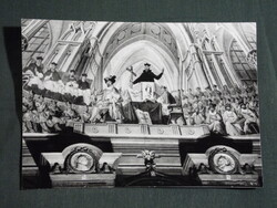 Képeslap,fotó,Eger,Főegyházmegyei könyvtár freskó látkép,részlet,1986-