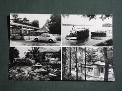 Képeslap,Göd,mozaik,Dunakanyar,móló,kikötő,Zöldfa vendéglő,kemping,üdülő látkép,részlet, 1973-