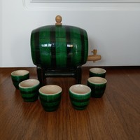 Retro hibátlan kerámia hordó+6 pohár