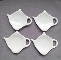Teás kanna alakú porcelán teafilter tartó tálka 8.5x10.3cm 4db együtt